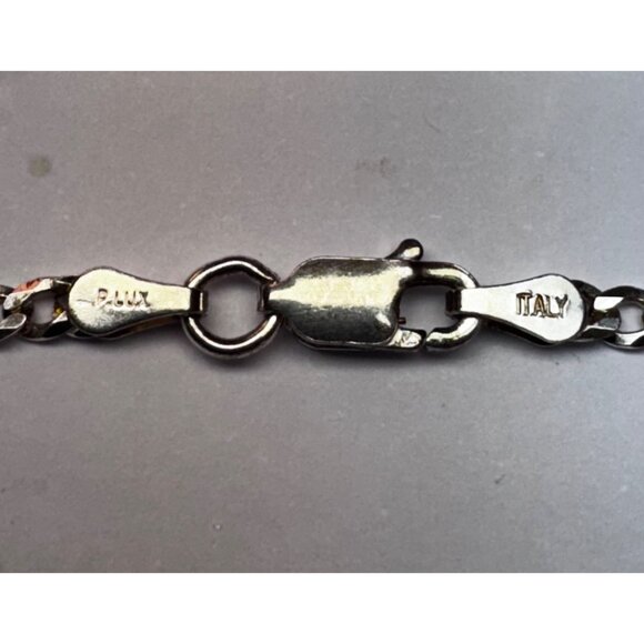 925 Sterling Silver 9" Italian Curb Chain Bracelet | Estate Jewelry PLUX Mark - Picture 7 of 8